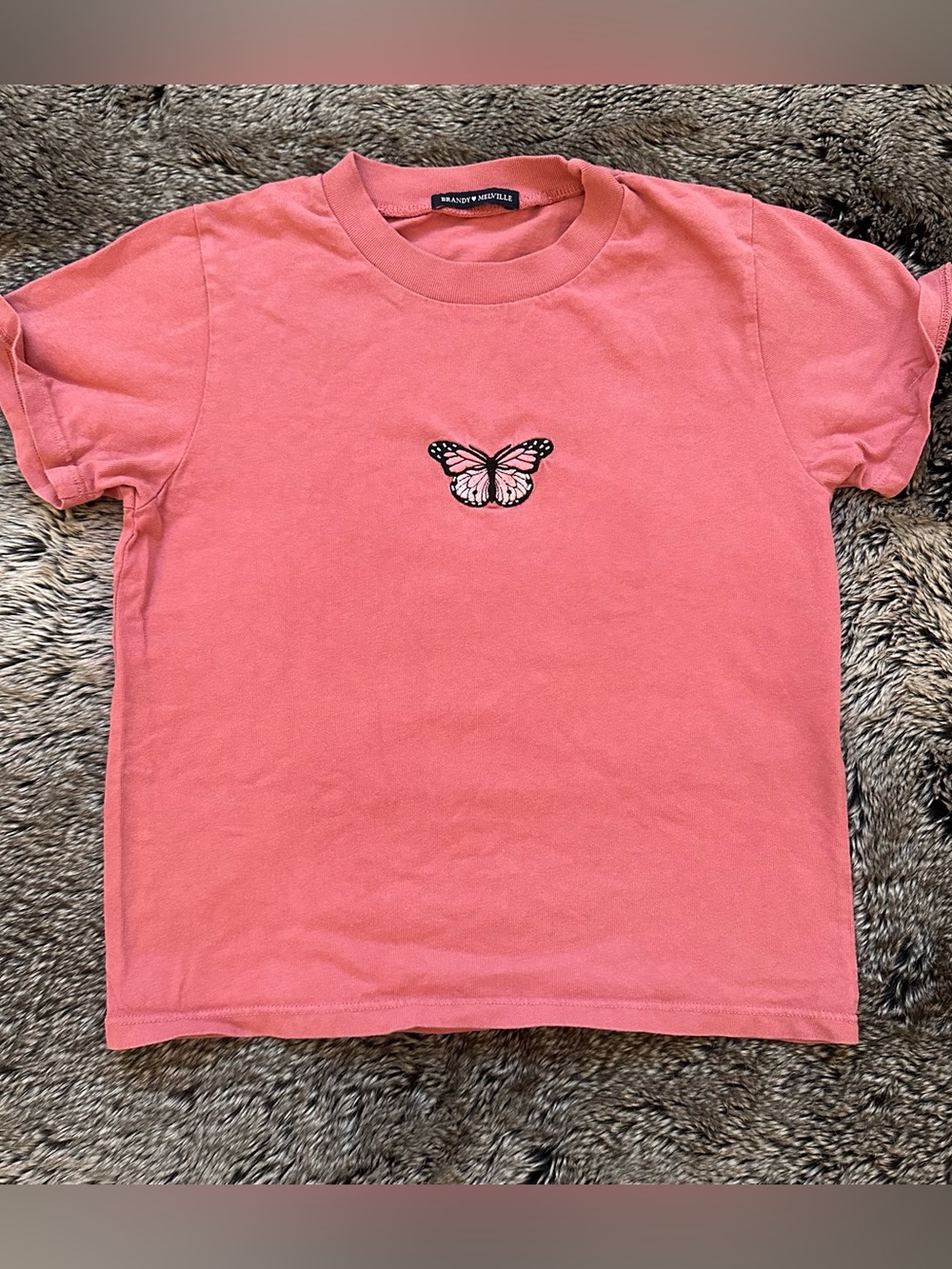 Brandy Melville Pink Butterfly Graphic Tee